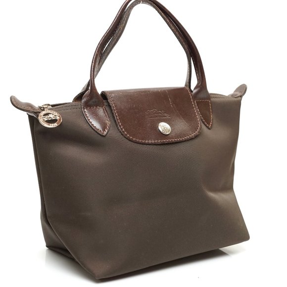 Auth Long Champ Hand Bag Brown Nylon #7064L44 - Picture 4 of 12